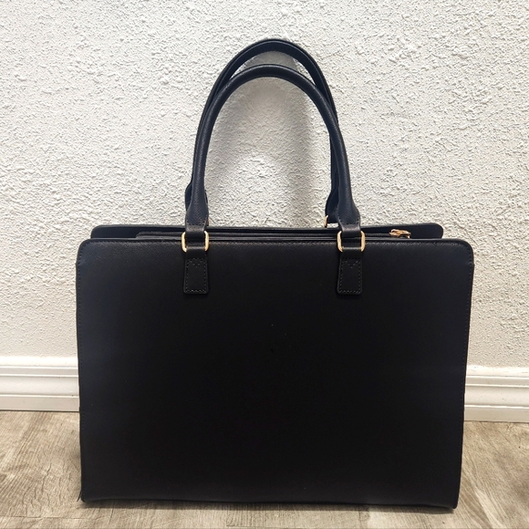 Laptop Bag for Women 15.6 Inch Tote Business Work Bag Leather Waterproof - Black - Picture 7 of 14